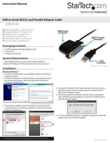 Instruction Manual USB to Serial RS232 and Parallel Adapter Cable