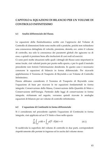 CAPITOLO 6: EQUAZIONI DI BILANCIO PER UN VOLUME ... - Dimeca