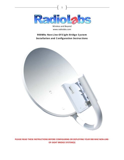 900Mhz Bridge Configuration Instructions - RadioLabs