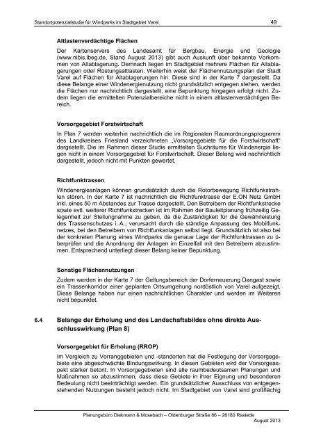 Standortpotenzialstudie fÃ¼r Windparks im Stadtgebiet ... - Stadt Varel