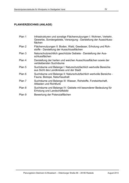 Standortpotenzialstudie fÃ¼r Windparks im Stadtgebiet ... - Stadt Varel