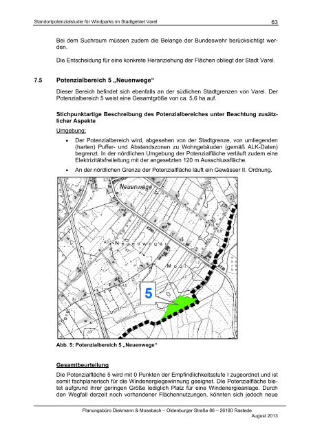 Standortpotenzialstudie fÃ¼r Windparks im Stadtgebiet ... - Stadt Varel