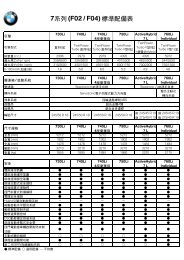 7ç³»åˆ—(F02 / F04) æ¨™æº–é…å‚™è¡¨ - BMW