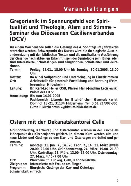 Kirchenmusikalischen Informationen - Bistum Hildesheim