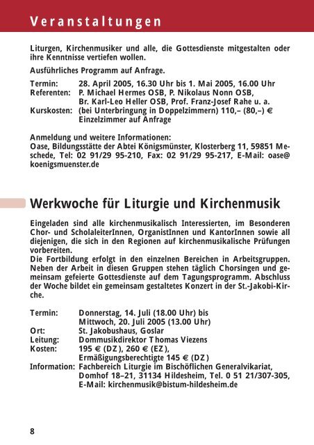 Kirchenmusikalischen Informationen - Bistum Hildesheim