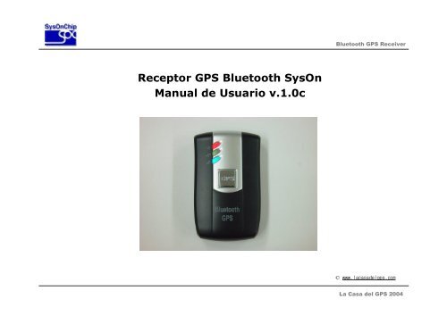 Receptor GPS Bluetooth SysOn Manual de ... - La Casa del GPS