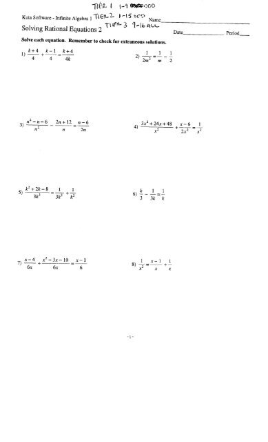 Lesson 8 6 Solving Rational Equations Answer Key - Tessshebaylo