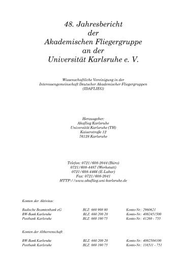 Jahresbericht 1999 (PDF) - Akaflieg Karlsruhe