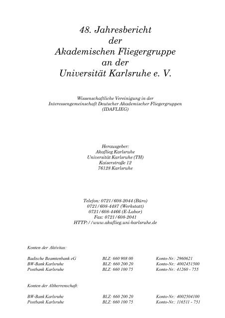 Jahresbericht 1999 (PDF) - Akaflieg Karlsruhe