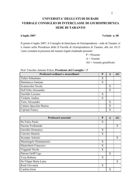 verbale n. 8 del 6 luglio 2007. pdf - Dipartimento di Giurisprudenza