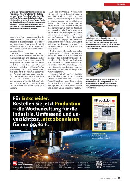 Ausgabe 5 / 2012 - technik + EINKAUF