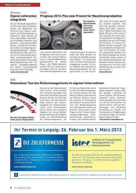 Ausgabe 5 / 2012 - technik + EINKAUF