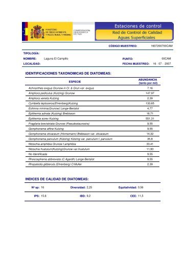 INDICES DE CALIDAD DE DIATOMEAS: IDENTIFICACIONES ...