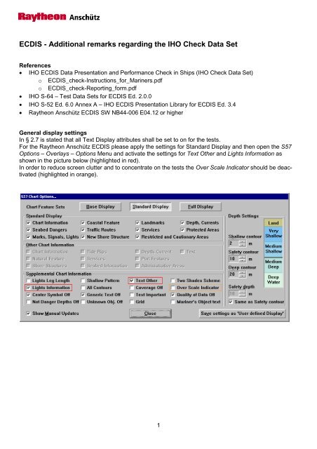 ECDIS - Additional remarks regarding the IHO Check Data Set