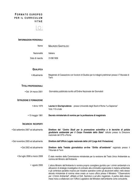 Formato Europeo Per Il Curriculum Vitae Nazionalita