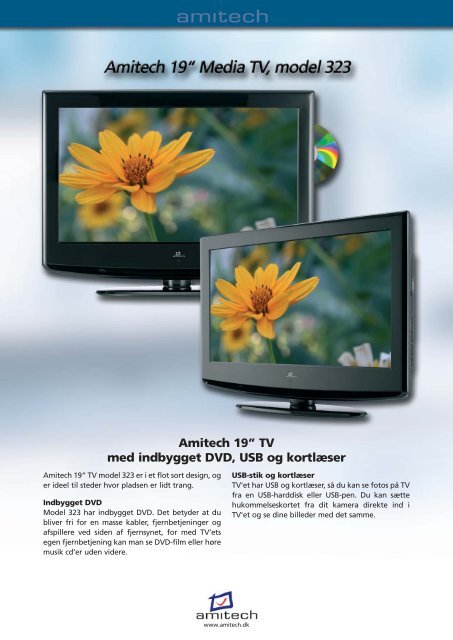 Amitech 19â€ TV med indbygget DVD, USB og kortlÃ¦ser - Lomax