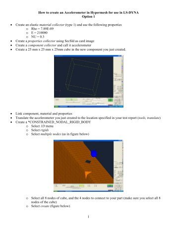 1 How to create an Accelerometer in Hypermesh for use in LS-DYNA