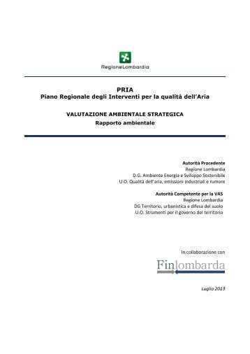 Piano Regionale degli Interventi per la qualitÃ  dell'Aria - Regione ...