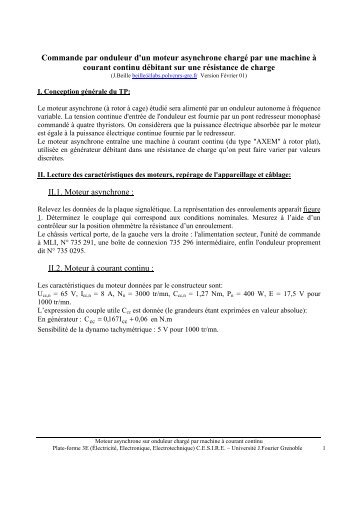 Commande par onduleur d'un moteur asynchrone chargÃ© par une ...