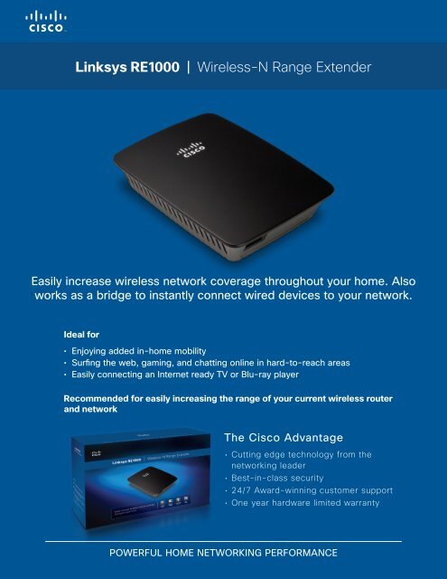Linksys RE1000 | Wireless-N Range Extender - Linksys - Cisco