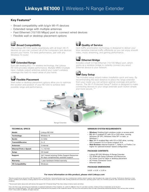 Linksys RE1000 | Wireless-N Range Extender - Linksys - Cisco