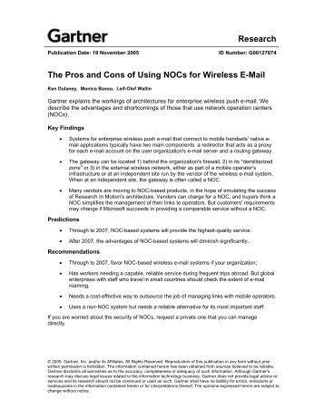 The Pros and Cons  of Using NOCs for Wireless E-Mail