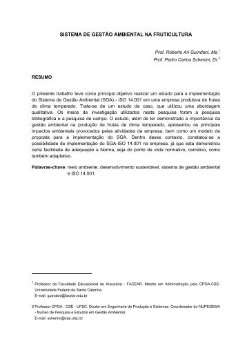 SISTEMA DE GESTÃO AMBIENTAL NA FRUTICULTURA