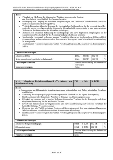 Curriculum/Studienplan - Student Point - UniversitÃ¤t Wien