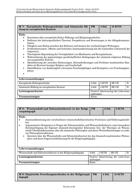 Curriculum/Studienplan - Student Point - UniversitÃ¤t Wien