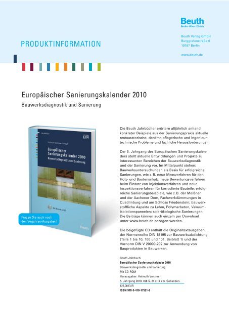 Bel. ProdNeu.- Sanierungskalender 2010 - Bau-Satz