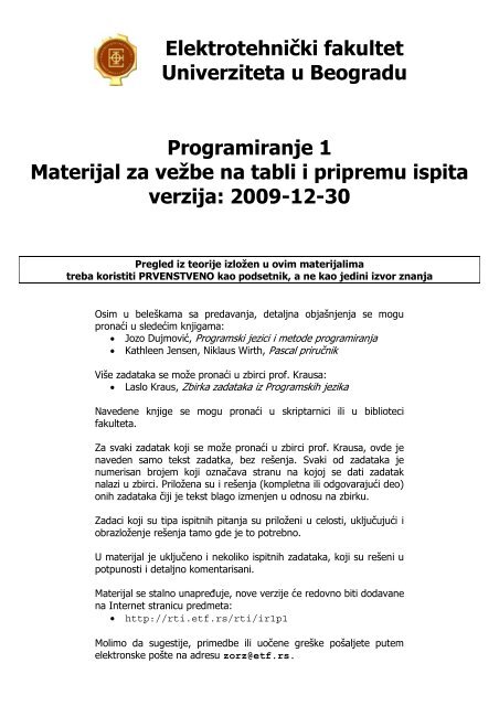 PDF dokument koji pokriva kompletno gradivo koje se ... - Glavna