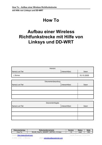 Aufbau einer Wireless Richtfunkstrecke mit Hilfe von Linksys - DD-Wrt