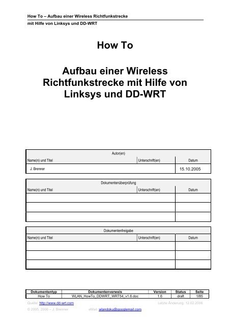 Aufbau einer Wireless Richtfunkstrecke mit Hilfe von Linksys - DD-Wrt