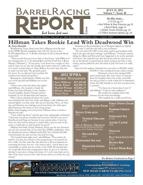 stevi hillman - Barrel Racing Report