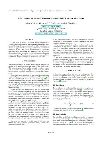 Real-time beat-synchronous analysis of musical audio - Queen Mary ...