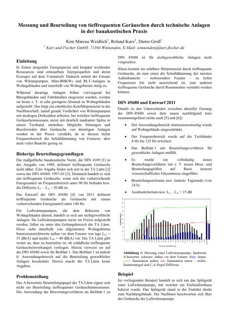 Messung und Beurteilung von tieffrequenten ... - Kurz und Fischer