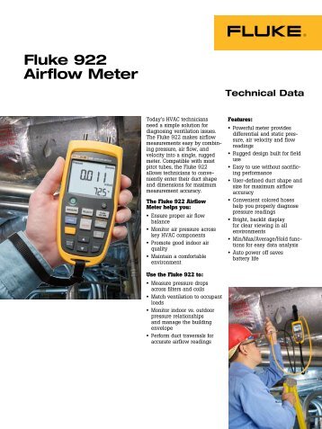 Fluke 922 Airflow Meter - Chevrier Instruments inc.