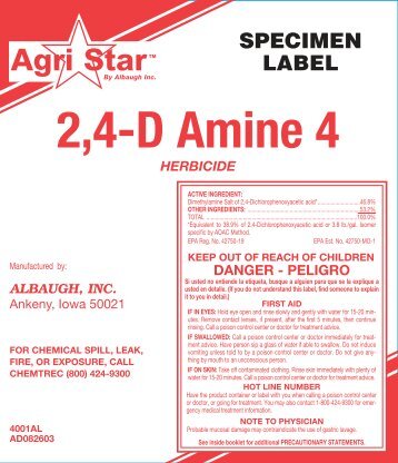 2,4-d amine 4 label - Western Colorado Insects