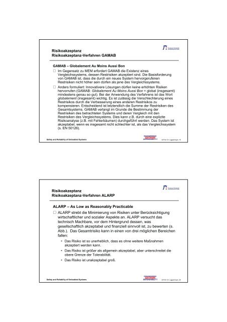 Safety and Reliability of Embedded Systems