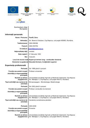 Prof. dr. Doru Pamfil - USAMV Cluj-Napoca
