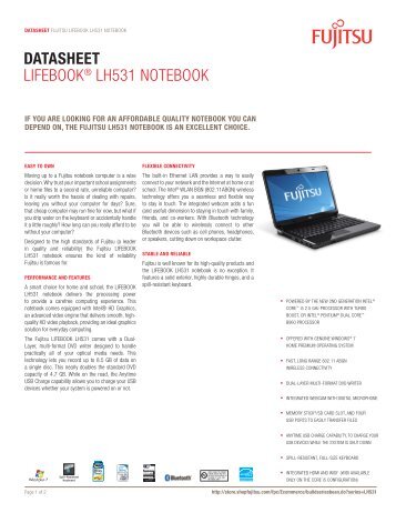 Notebook, computer, LIFEBOOK, LH531, datasheet - Fujitsu