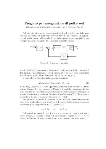 Progetto per assegnazione di poli e zeri - Docente.unicas.it