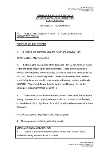 Agenda Item 7A SP Action Plan V1.1 Cov Report - Derbyshire Police ...