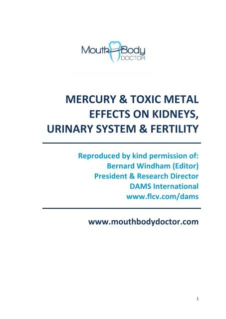 Kidneys and Mercury Research - Mouth Body Doctor