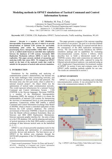 Modeling methods in OPNET simulations of Tactical Command and ...