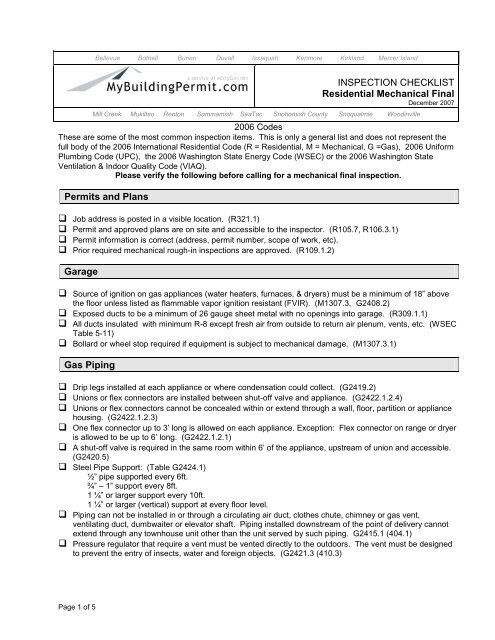 Mechanical Completion Checklist