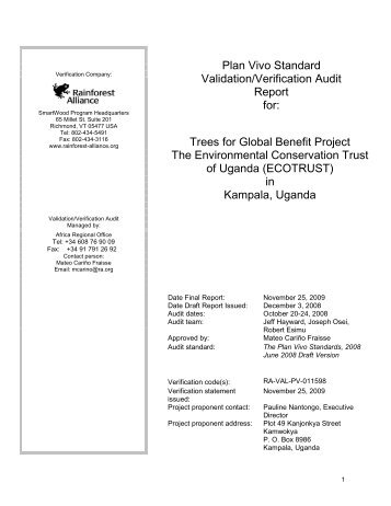 Download Rainforest Alliance audit report - Plan Vivo