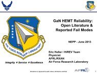 GaN HEMT Reliability: Open Literature & Reported Fail Modes - NEPP