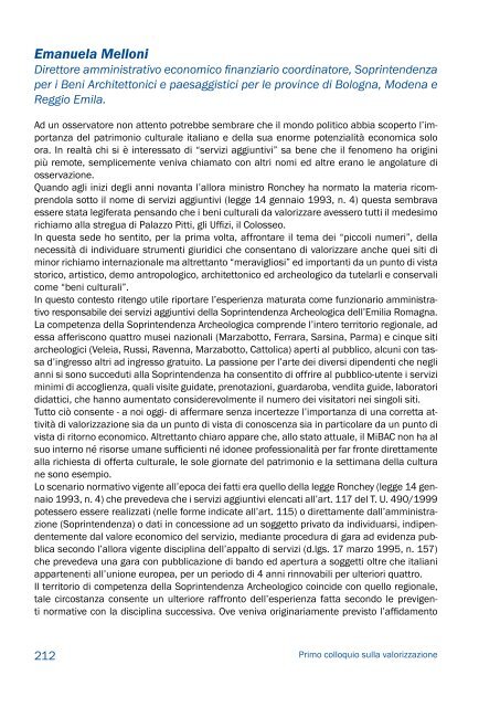 LA GESTIONE - Direzione Generale per la Valorizzazione del ...