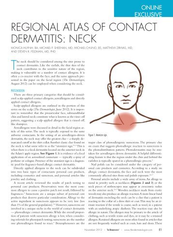 RegioNal aTlas of CoNTaCT DeRmaTiTis: NeCk - The Dermatologist